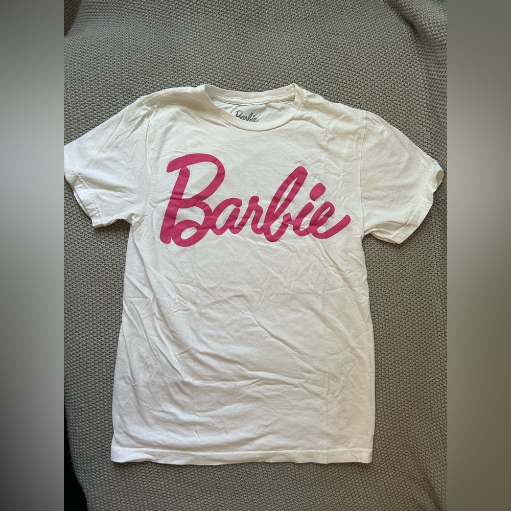 Barbie Women’s White T-Shirt with Pink Logo